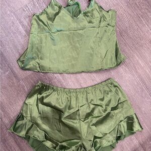 Green Satin Sleepwear Set